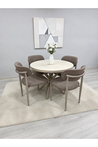 ROYALİSA TABLE CHAİR ROYALİSA LARA 4 KİŞİLİK KAPUÇİNO YEMEK MASASI TAKIMI – M...