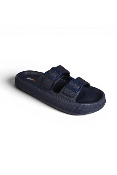 Akınal Bella Akinbella men's navy blue double strap buckle rubber sole beach ...