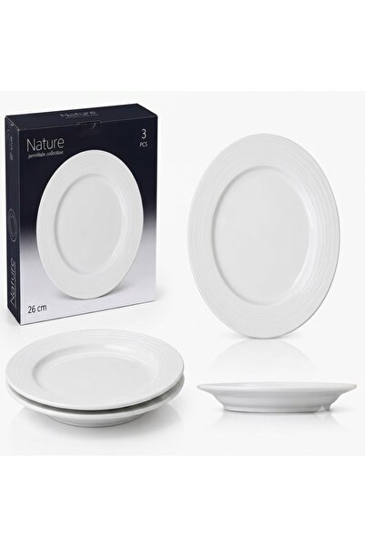 Rothoplast Set 3 platouri albe, din ceramica, 26 cm, rotunde