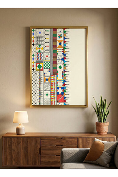 LOWHA Canvas Wall Art Stretched Over Wooden Frame with Gold Floating Frame an...