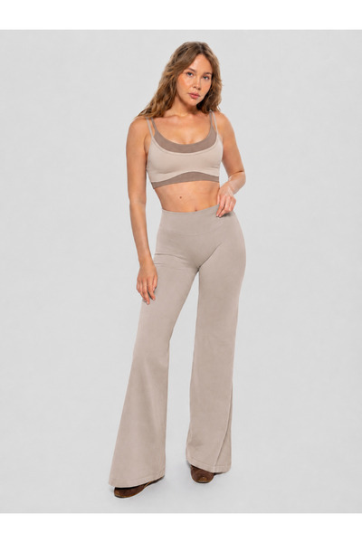 luvaewear Yüksek Bel Toparlayıcı Flare Tayt Kadın İspanyol Paça Yoga Pilates ...
