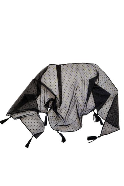 ZELİCE TASARIM Black Polka Dot Lace Pareo/Scarf