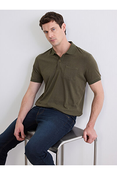 LC Waikiki Rmz Gi̇yi̇m Farkiyla Devrik Roba Collar Combed Cotton Men's T-Shirt