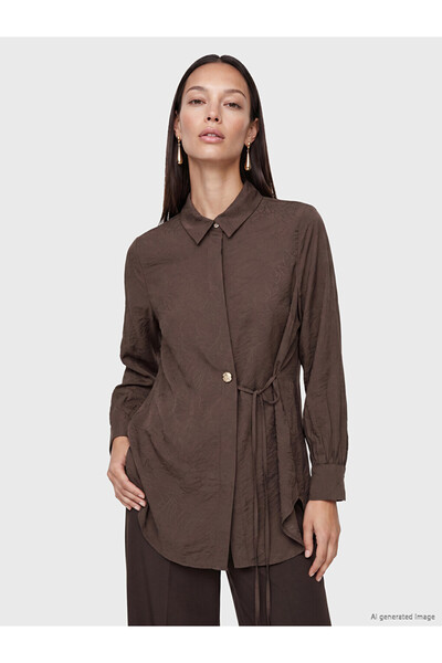 LC Waikiki Brown Patterned Modal Blend Women's Shirt Tunic