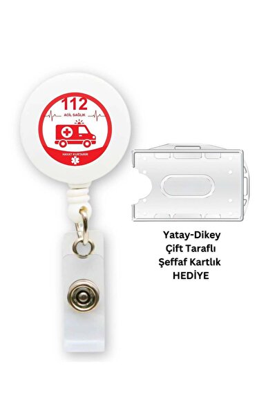 doktorbonem 112 Emergency Service Drop Tag Yoyo Id Badge Holder Horizontal Ve...