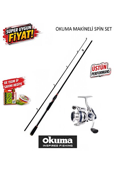 Okuma ARIA-3000a Painting Silver 1BB Olta Makinesi+ 240 cm 3-15 gr spin set