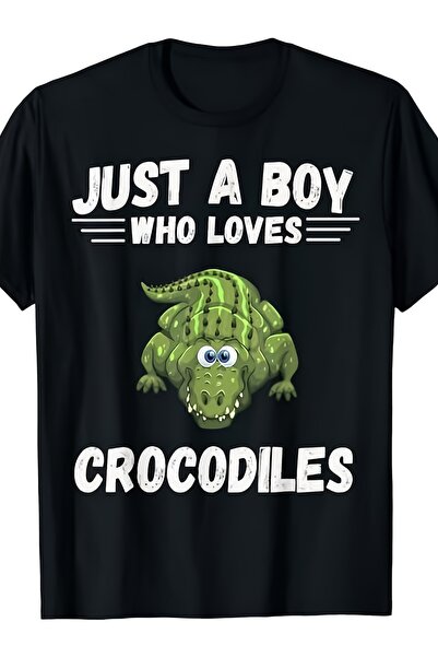 17 seramik تي شيرت رجالي ونسائي بتصميم 'Just A Boy Who Loves Crocodiles' - قم...