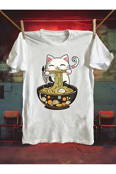 212Wear Men'S Pure Short-Sleeve T-Shirt, Featuring a Cat Ramen Print, Suitabl...