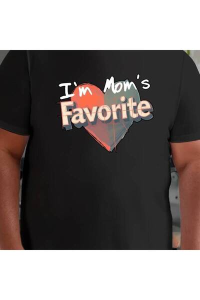 17 seramik Men's T-Shirt, "I'm Mom's Favorite" Lettering, Summer Short Sleeve...