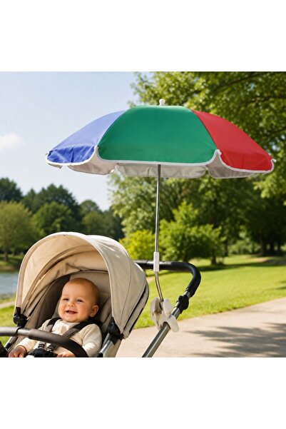 idei Umbrelă pentru cărucior bebeluș cu clemă fixă, diametru 80cm tri-color a...