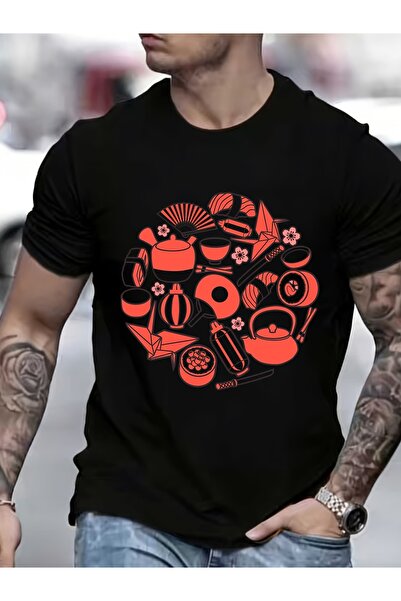 LİNA06 180g Men's Classic Japanese Sushi Tea T - Shirt Perfect Gift Family Re...
