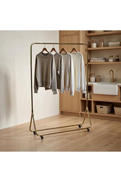 Estilo Luxury Gold Metal Clothes Rack and Hanger with Wheels - Size: 120X170 cm