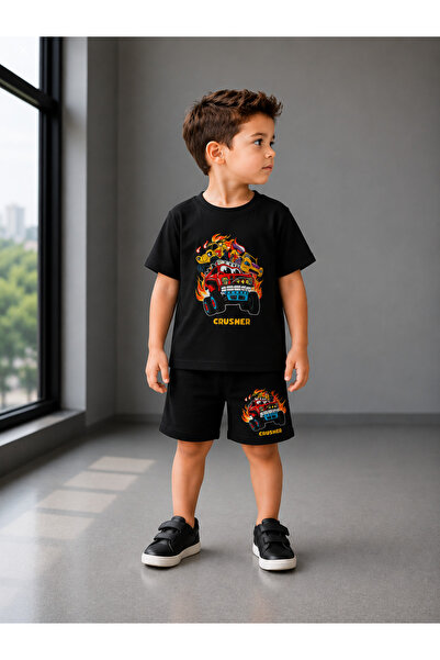 Eşofmancım Boy's Summer Sweat-Proof Combed Cotton Suit with Shorts