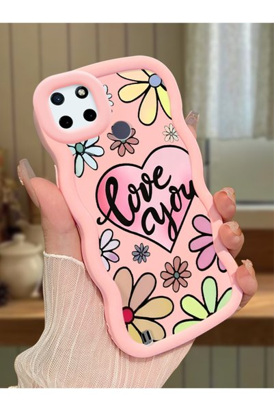 Hontinga Realme C25Y Compatible Case Camera Protector Pink Silicone Couple Ph...