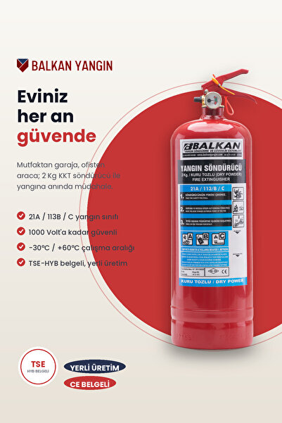 Balkan Ticaret 2 Kg Araç Yangın Tüpü Oto Otomobil TÜVTÜRK Muayene Uyumlu Ruhs...