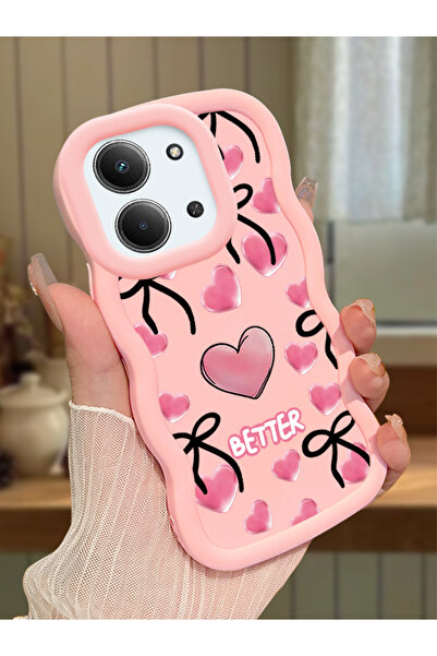 Hontinga Redmi 15C 5G Uyumlu Kılıf kamera koruyucu Pembe Silikon Couple Telef...
