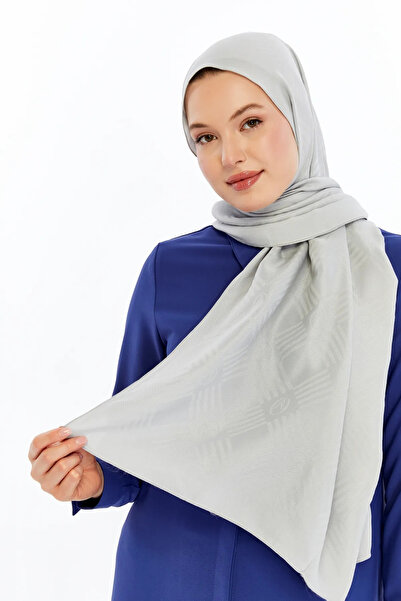 Valentino Orlandi 60% Floss 40% Cotton Logo Match Pattern Shawl_Light_Grey