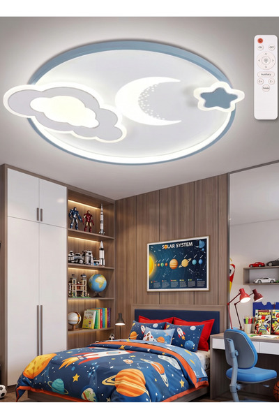 Kılınc Tools Ay & Yıldız LED Plafonyer Kumandalı Avize - Çocuk Odası Modern T...