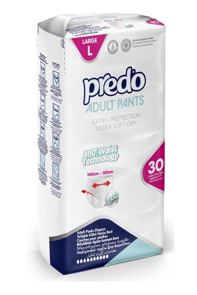 PREDO Yetişkin Emici Külot Hasta Bezi L 30 Adet| 9 Damla | 100-150 cm