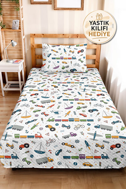 Evimde Bambaşka Car and Vehicle Patterned Boys' Pique Set - Colorful Baby Roo...