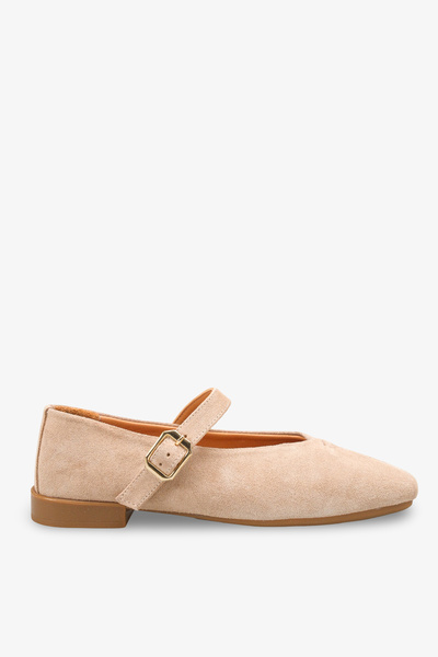 İNNABUTİKK Giela Women's Genuine Leather Ballerinas - Beige Suede