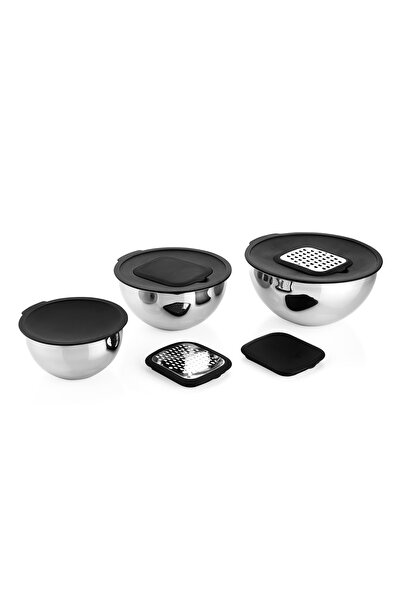 Schafer Lucas Çelik Karıştırma Kabı 16/20/24 Cm 10 Parça-Siyah