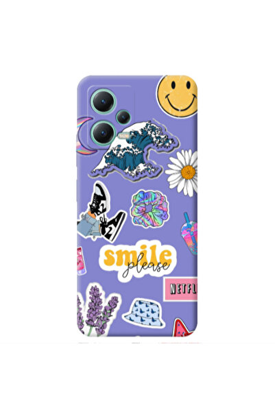 Other Xiaomi Redmi Note 12 Pro 5G Smile Moon Purple Colored Silicone TPU Θήκη