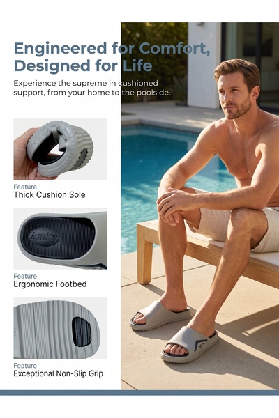 GlobalOne Mart Luxury Men'S Shower Slippers - Artisan Quick Dry - Unique Non-...