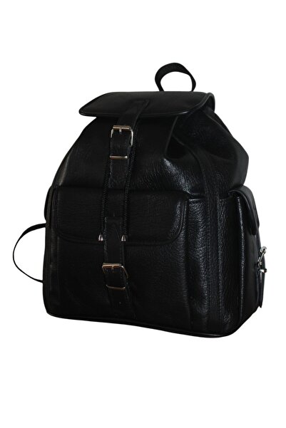 MEBES Stylish and Practical Genuine Leather Black Krispy Backpack with 3 Pock...