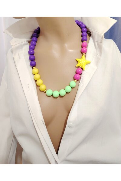Sinem Şanlı Atelier Tulip Colored Starfish Figured Acrylic Bead Necklace
