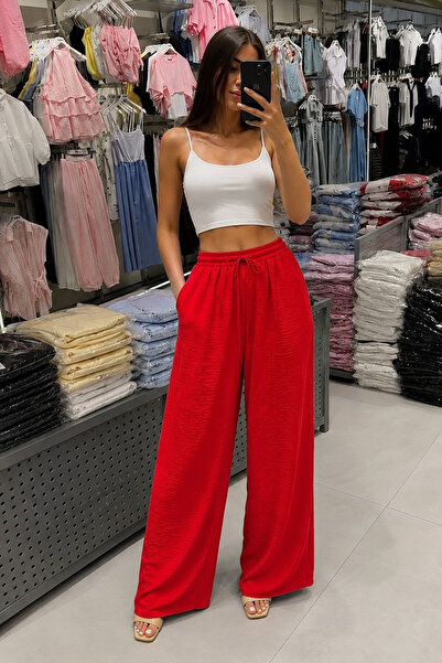 Noa&Noa Women's White Wide Leg Casual Pants – Summer Elastic Waist Lined