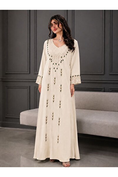 Jood Luxurious Jalabiya with Front Embroidery and Wide Sleeves