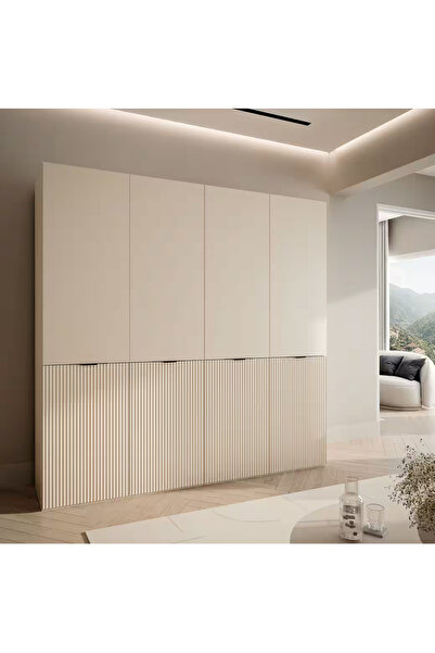 Sare trade Hernest 4 Kapaklı Gardırop Modern Çok Raflı Elbise Dolabı Askılı G...