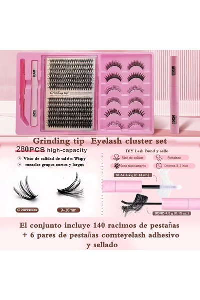 Glamura Lashes Kit Gene False Individuale Cluster, Include Adeziv Duplex Bond & Seal, Aplicator și Perie