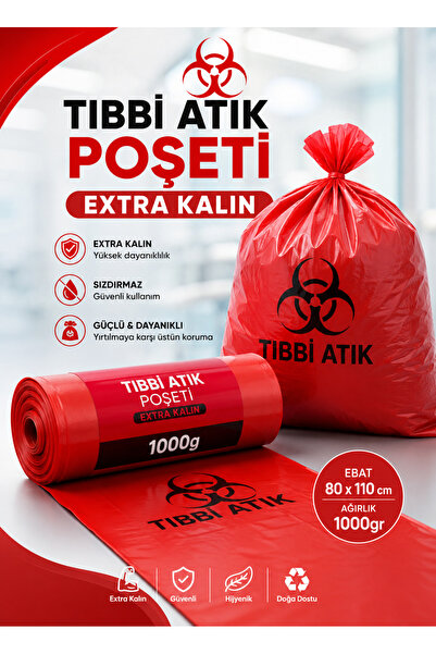 EFTAPLAST 80*110 CM EXTRA KALIN TIBBİ ATIK POŞETİ (1 RULO-1 KG)