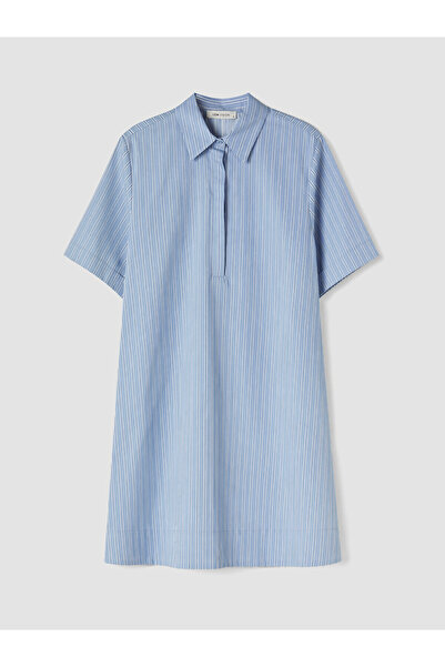 LC Waikiki Peak New Season Shirt Collar Striped Mini Dress
