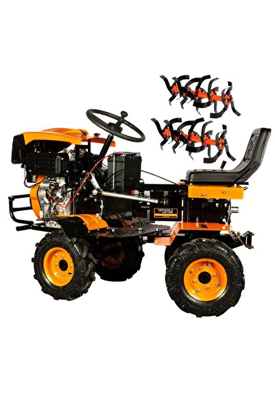 DETOOLZ mini tractor, 17 CP, 530 cmc, motor diesel 4T, 4x4, 4 viteze, pornire...