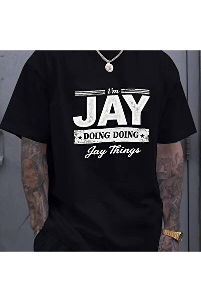 23 nisan تي شيرت رجالي كاجوال أسود بطباعة 'I'm JAY Doing Jay Things' للارتداء...