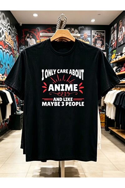 LİNA06 تي شيرت مضحك مطبوع عليه عبارة I Only Care About Anime للرجال قطعة واحدة