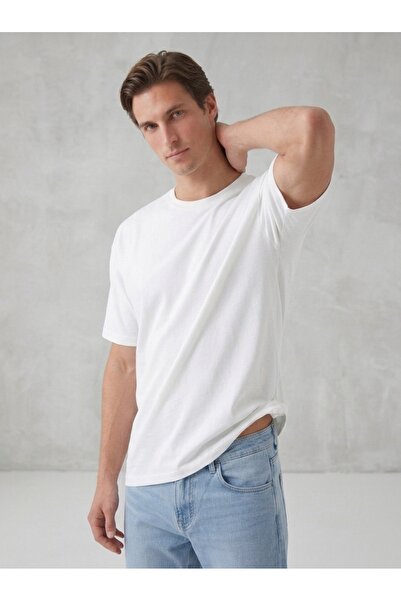 NOUX Cotton Basic Flexible Crew Neck T-Shirt
