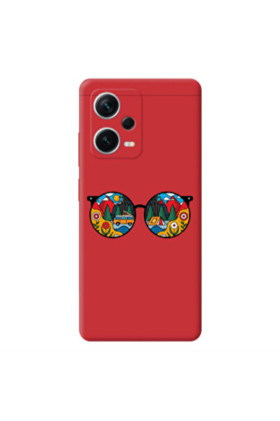 Other Xiaomi Poco X5 Round Glasses Red Colored Silicone TPU Θήκη