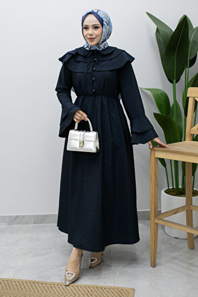 Tesettür Dünyası Baby Collared Buttoned Dress Tsd260250 Navy Blue