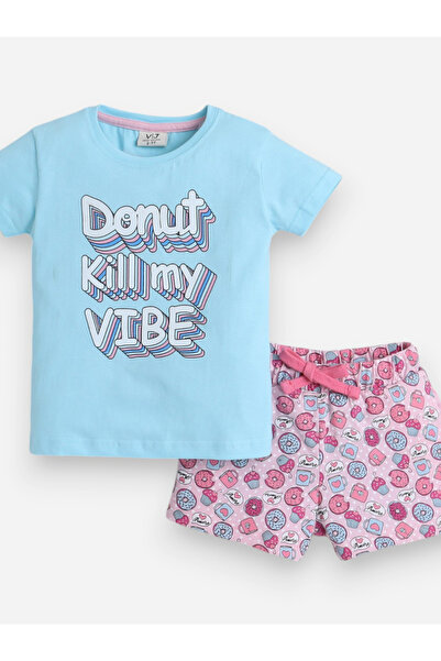 Victor and Jane By Styli Girls Text Print T-Shirt and Shorts Set