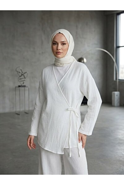 Foremia Side-Tie Muslin Set-Ecru