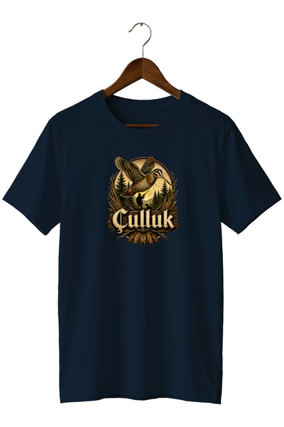 WİDİ Men's Vintage Hunter T-Shirt with Skull and Nature Illustration Print