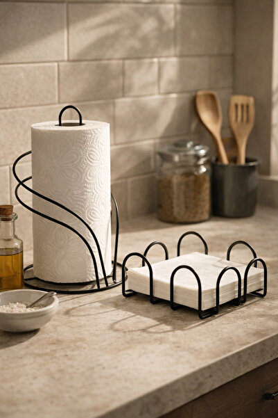 Edora Home Set of 2 Black Swan Napkin Holder Square Napkin Holder Kitchen Set
