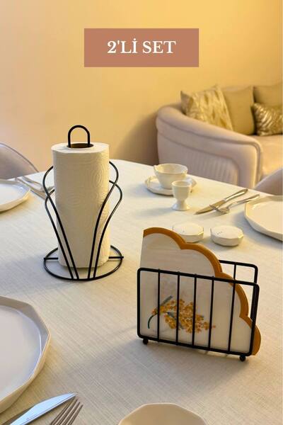 Edora Home Set of 2 Black Swan Napkin Holder Cage Napkin Holder Kitchen Set