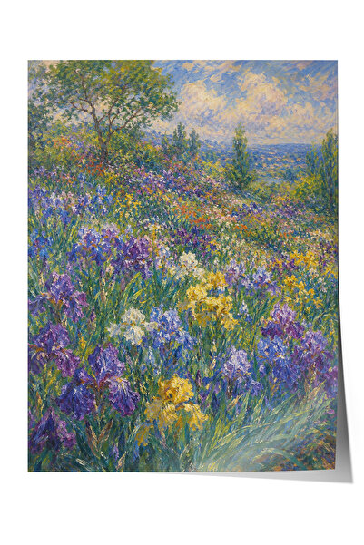 Zestia Poster inspirat de Monet cu Grădina Iris, Grădină Impresionistă, Fără ...