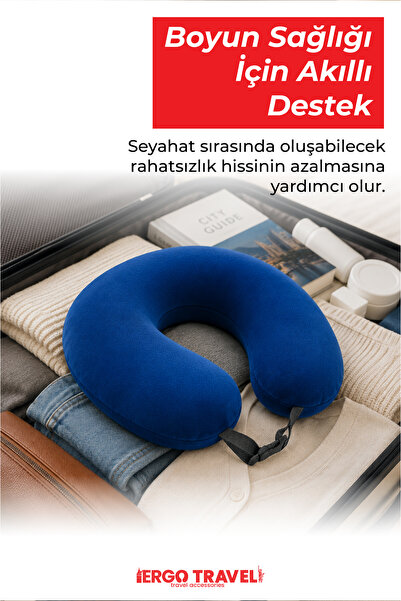 ergo travel Wellfort Ortopedik Seyahat Yastığı Visco Boyun Destekli Seyahat Yastığı - Lacivert