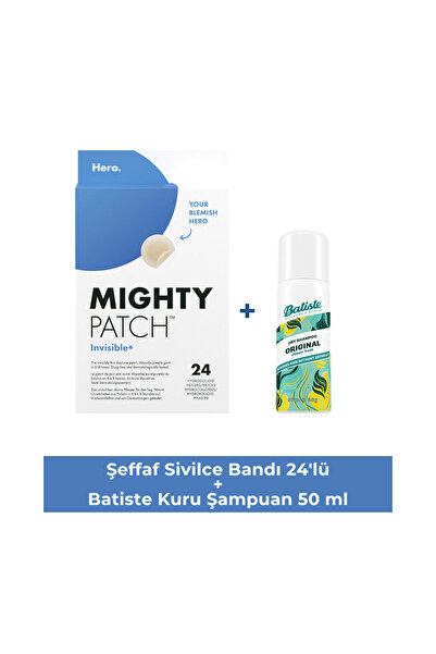 Batiste Mighty Patch Invisible Şeffaf Akne Bandı 24 Adet + Orijinal Kuru Şamp...